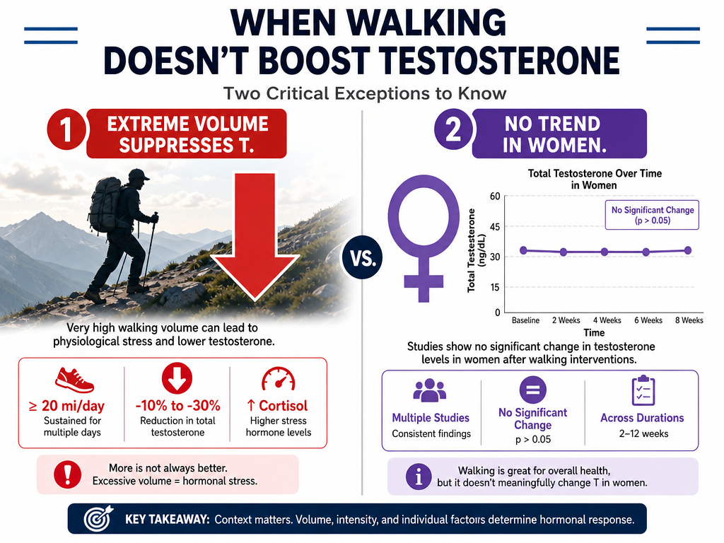 Infographic on when walking fails to increase testosterone levels