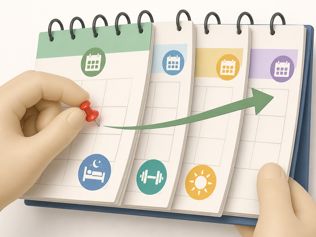 Calendar visualizing the months-long timeline to naturally increase testosterone levels