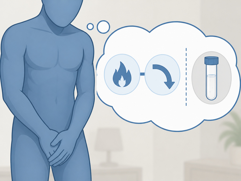 Low testosterone symptoms like low libido and ED versus semen volume.