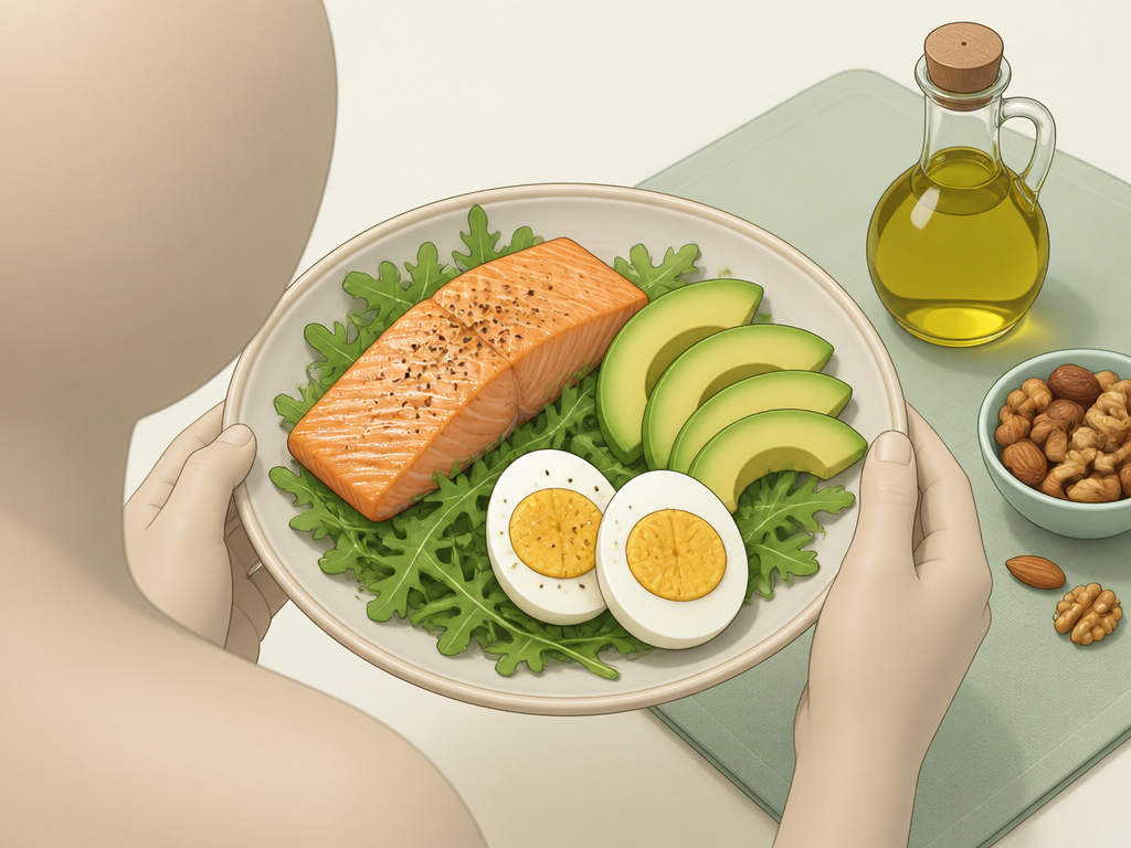 Balanced meal with healthy fats for testosterone support on a plate