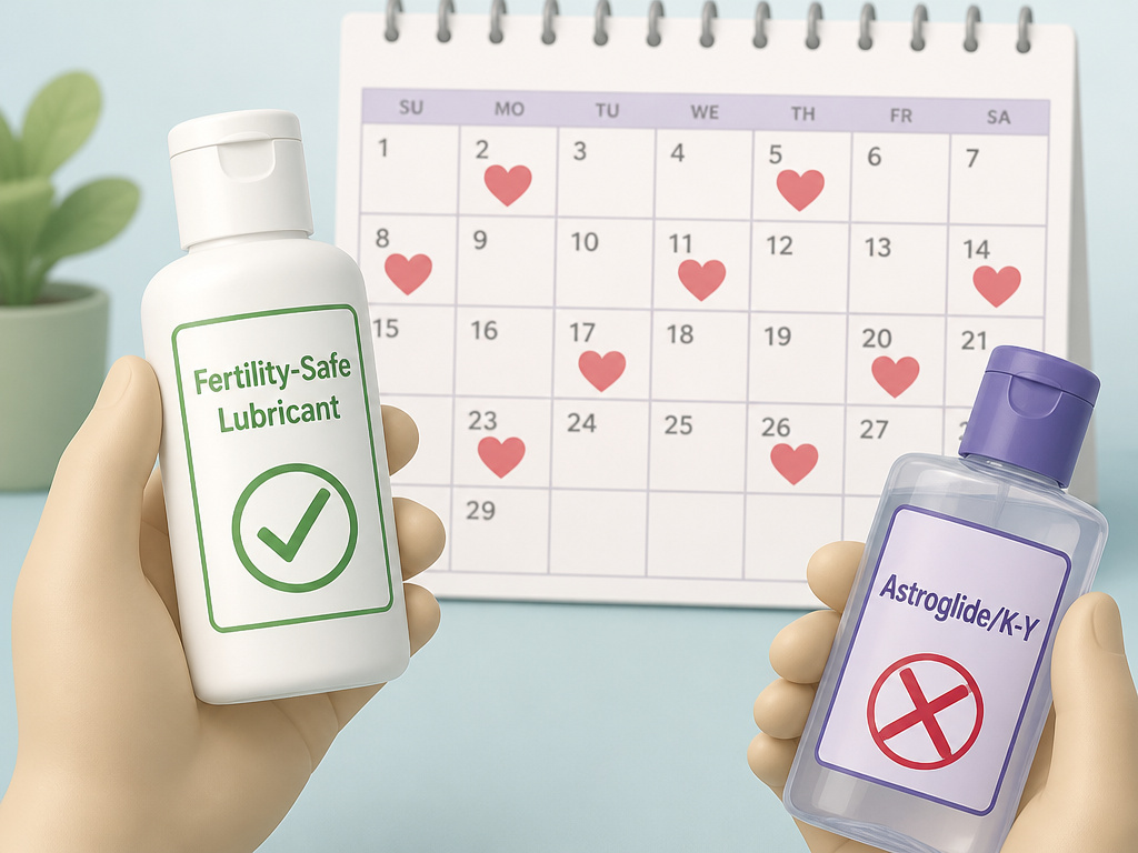 Sperm-friendly lubricant choice and calendar for regular conception timing.
