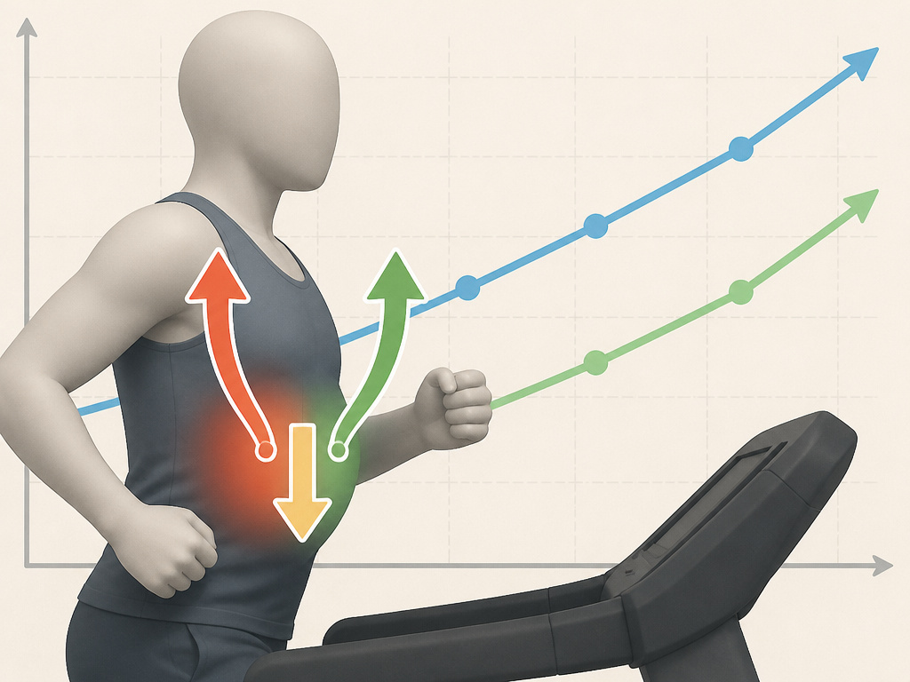Cortisol and testosterone both rising from moderate aerobic exercise on a treadmill.
