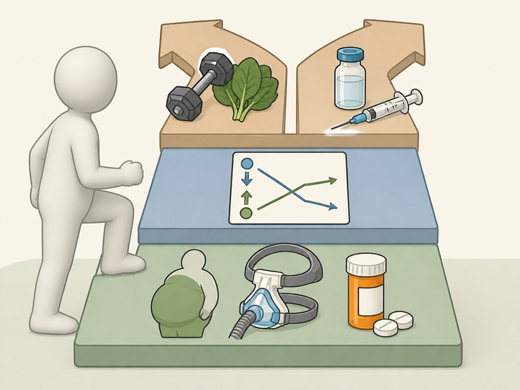 Step-by-step ladder diagram for reversing low testosterone, from causes to treatment